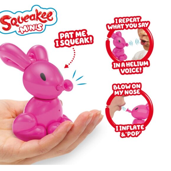 Squeakee  Minis Poppy Bunny Interactive Balloon Toy-Record & Playback - Picture 4 of 5